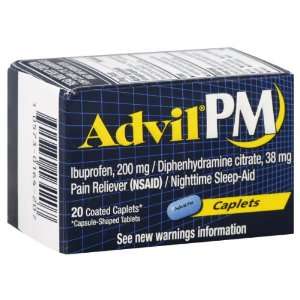 com Advil PM Pain Reliever/Nighttime Sleep Aid, Coated Caplets, 20 ct 