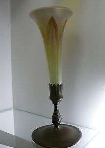 TIFFANY ART GLASS ART NOUVEAU 1900S BRONZE SIGNED PULLED FEATHER 