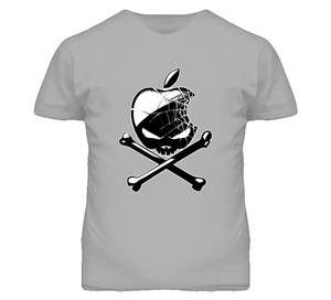 Apple Skull and Cross Bones Cool Graphics T Shirt  