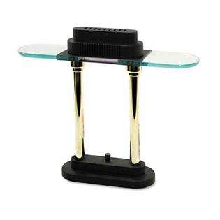 Ledu New Halogen Desk Lamp, Black/Brass Base, Glass Shade, 15 Inches 