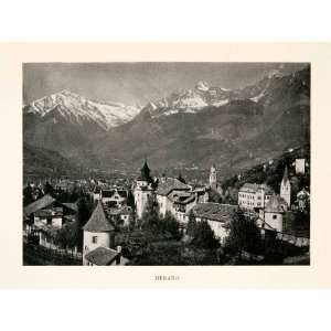 1925 Halftone Print Merano Italy Mountain Architecture Tyrol 