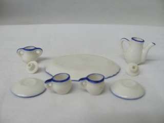   10 PIECES OF WHITE WITH BLUE WINDMILL CHILDS TOY PLAY TEA SET  