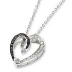 Jewelry Adviser pendants Sterling Silver Black & White Diamond Heart 