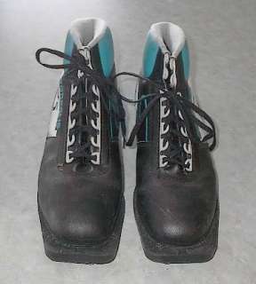 set of 3 pin 75 mm cross country ski boots. These boots are a size 