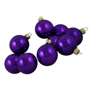 Seasons Designs Pack of 9 Shiny Purple Violet Glass Ball Christmas 