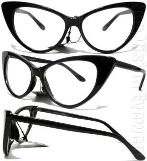 Large Cat Eye Sun Glasses Vintage Style Black Clear K77  
