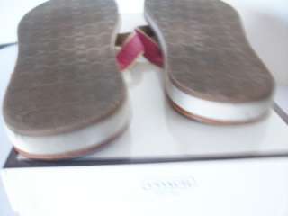 Coach Dixie Sig Dark Pink Leather Gold Thong Shoes Flip Flop A0243 