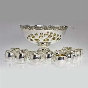  Punch Bowl, Ladle & 20 Cups by Towle, Silverplate Shell 
