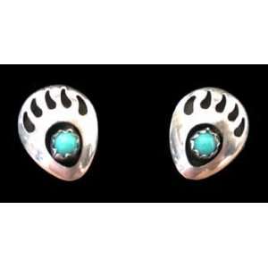 Small Southwestern Native American Handcrafted Bear Paw Post Earrings 