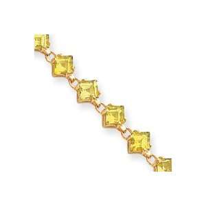 14k Diamond Shaped Fancy Peridot Bracelet   7.5 Inch   Lobster Claw 