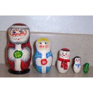  Santa, Snow maiden, Snow man, Penguin, Christmas tree 