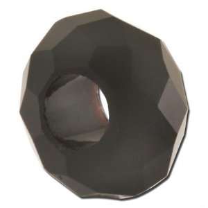  14mm Jet Black Faceted Crystals   Large Hole Jewelry