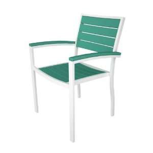  Pack of 2 Recycled European Outdoor Patio Arm Chairs  Aqua 