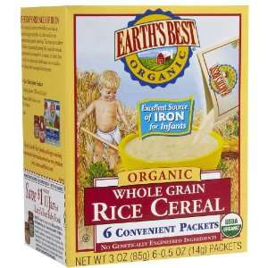 Earths Best Rice Cereal   .5 oz   6 packets  Grocery 