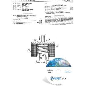  NEW Patent CD for APPLYING A THREADED CLOSURE BY MAGNETIC 