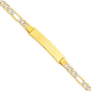  14k Gold 6 Pave Figaro Link ID Child Bracelet Jewelry