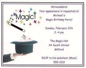 10 Magic Birthday Party Invitations Personalized  