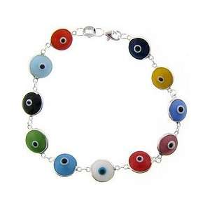 Sterling Silver Evil Eye Bracelet Multi Colored Jewelry