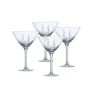   Cherry Blossom Crystal Martini Glasses, Set of 4