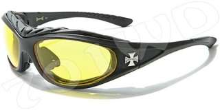 New Mens CHOPPERS Padded Motorcycle Goggles Sunglasses Orange Black 