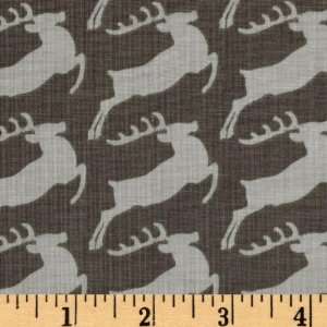  44 Wide Holly Jolly Reindeer Grey Fabric By The Yard 