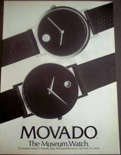 1986 Movado Museum Watch original vintage ad  