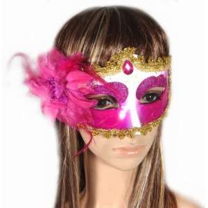  Venetian Cosplay Mask   Pink Flower & Gemstone Roleplay 