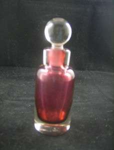 CRANBERRY CASE GLASS Cologne PERFUME Bottle w/ Stopper  