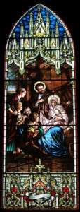 Antique Nativity Scene Church Stained Glass Window  