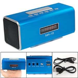  Gino Desk Blue SD Card USB Slot FM Radio Sound Box Speaker 