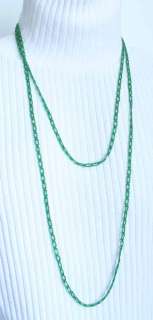 Art Deco 20s Green Glass Tube Flapper Necklace  