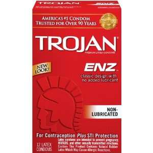  Trojan ENZ Non Lubricated Condoms 12 Pack   Retail Box 