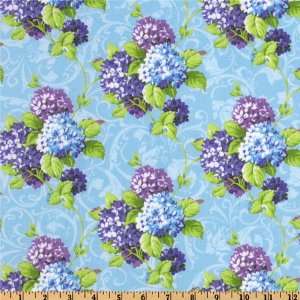  Hydrangea Floral Swirl Blue Fabric By The Yard Arts, Crafts & Sewing