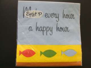 Happy Hour Fish paper beverage cocktail napkins 762242278684  
