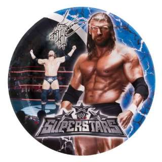 WWE Logo Superstars Triple H party dessert plates 7 set of 8 Free 