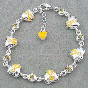  Yellow Ribbon/Heart Charms Awareness Bracelet Everything 