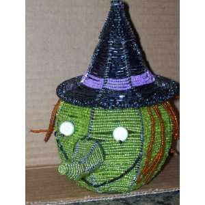   FALLS HALLOWEEN FULLY BEADED WITCH CANDLE HOLDER, RETIRED, SUPER RARE