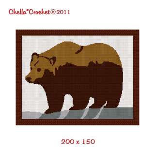 Grizzly Brown Bear Easy Afghan Crochet Pattern Graph  
