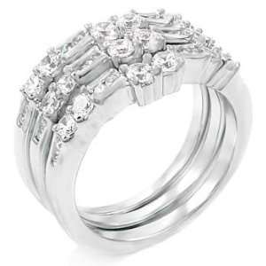  Best Value Silver Wedding Ring Set, Three Piece Set, 2MM 