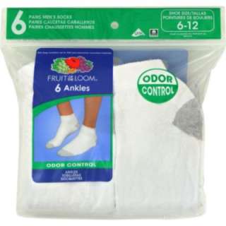 Fruit of the Loom Mens Ankle Crew Odor Socks   6 Pair