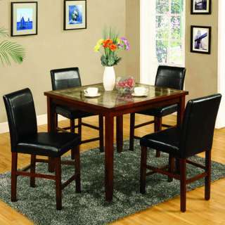   Cherry Oak Finish 5 Piece Counter Height Pub Dining Table Set  