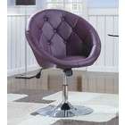 Coaster Swivel Chair with Button Tufted Purple Leatherette Seat Chrome 