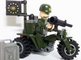   Building Toys Minifigures 802 Army Series set   Side car Motorcycle