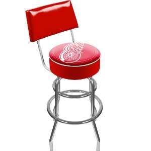  NEW NHL Detroit Redwings Padded Bar Stool with Back 