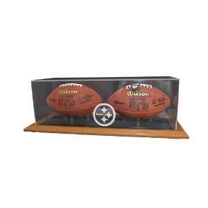 Pittsburgh Steelers Natural Color Framed Base Double Football Display
