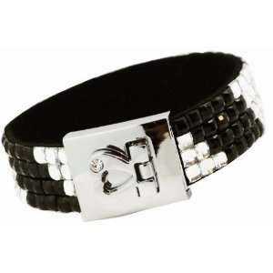   Ice Acrylic Crystal Cuff Bracelet with Foldover Magnetic Heart Clasp