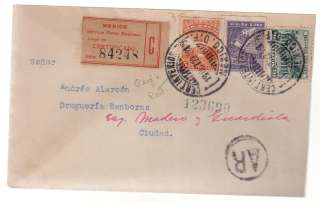 1929 Mexico Certified Mail Registered Sunburst Cover Sanborns  