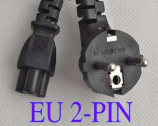   Prong Laptop Adapter Power Cord Cable Lead 2 Pin BLACK European  