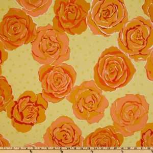  44 Wide Urban Flannel Roses Orange Fabric By The Yard 