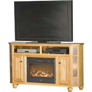   Entertainment Console with Fireplace   European Gold